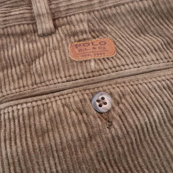 Polo Ralph Lauren Andrew Pant Mens 40/32 Brown Corduroy Pleated Straight Leg - Picture 11 of 13